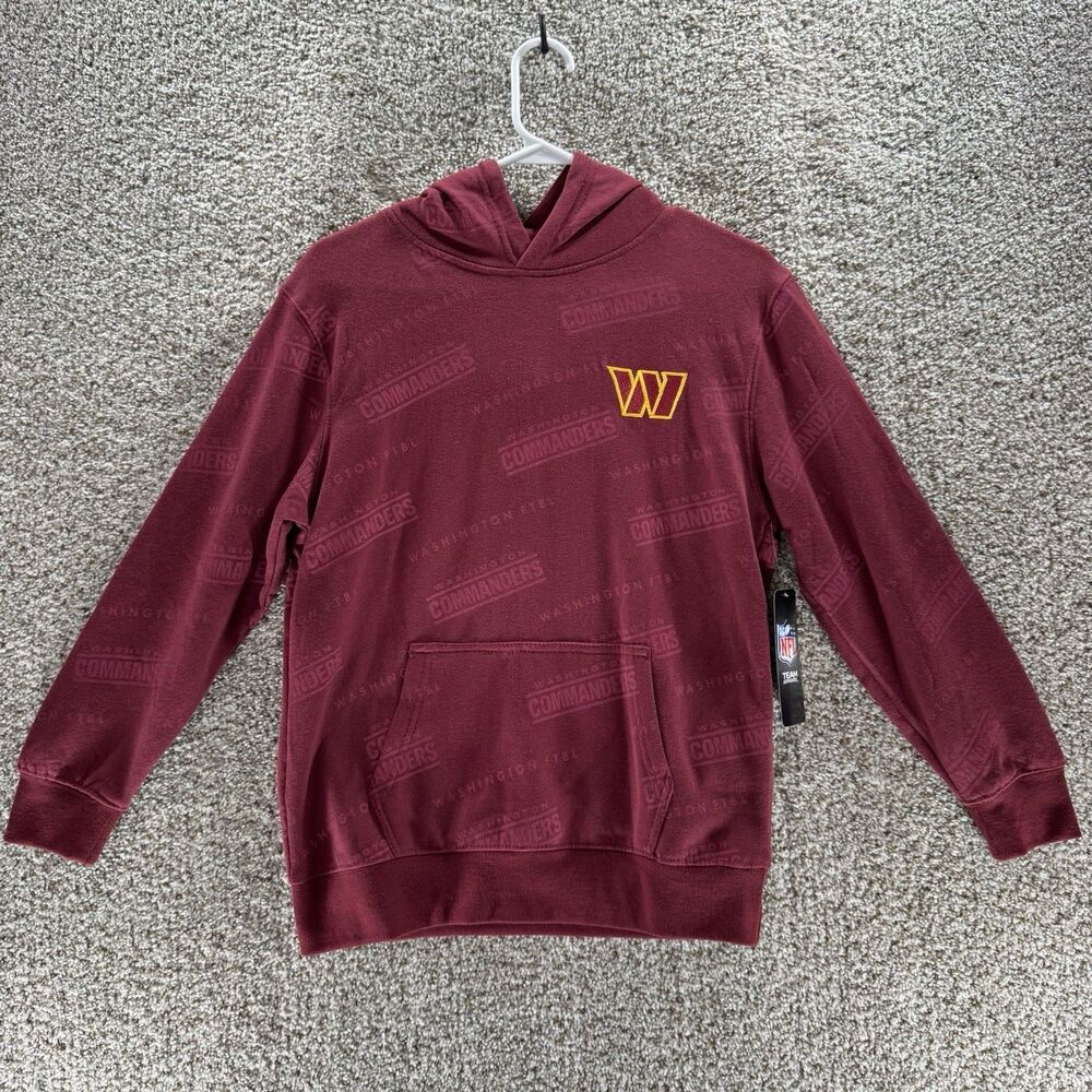 Washington Commanders Hoodie Sweatshirt Youth Large Red Pullover Pocket Red New‎